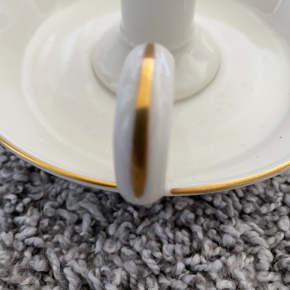 Lenox Candlestick Holder off white cream With Handle Greenfield 24k trim - Picture 4 of 6